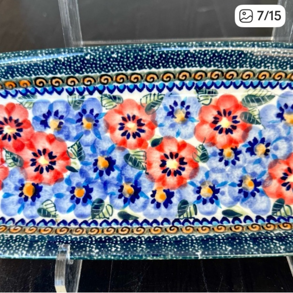 Floral Ceramic Serving Tray, Unikat